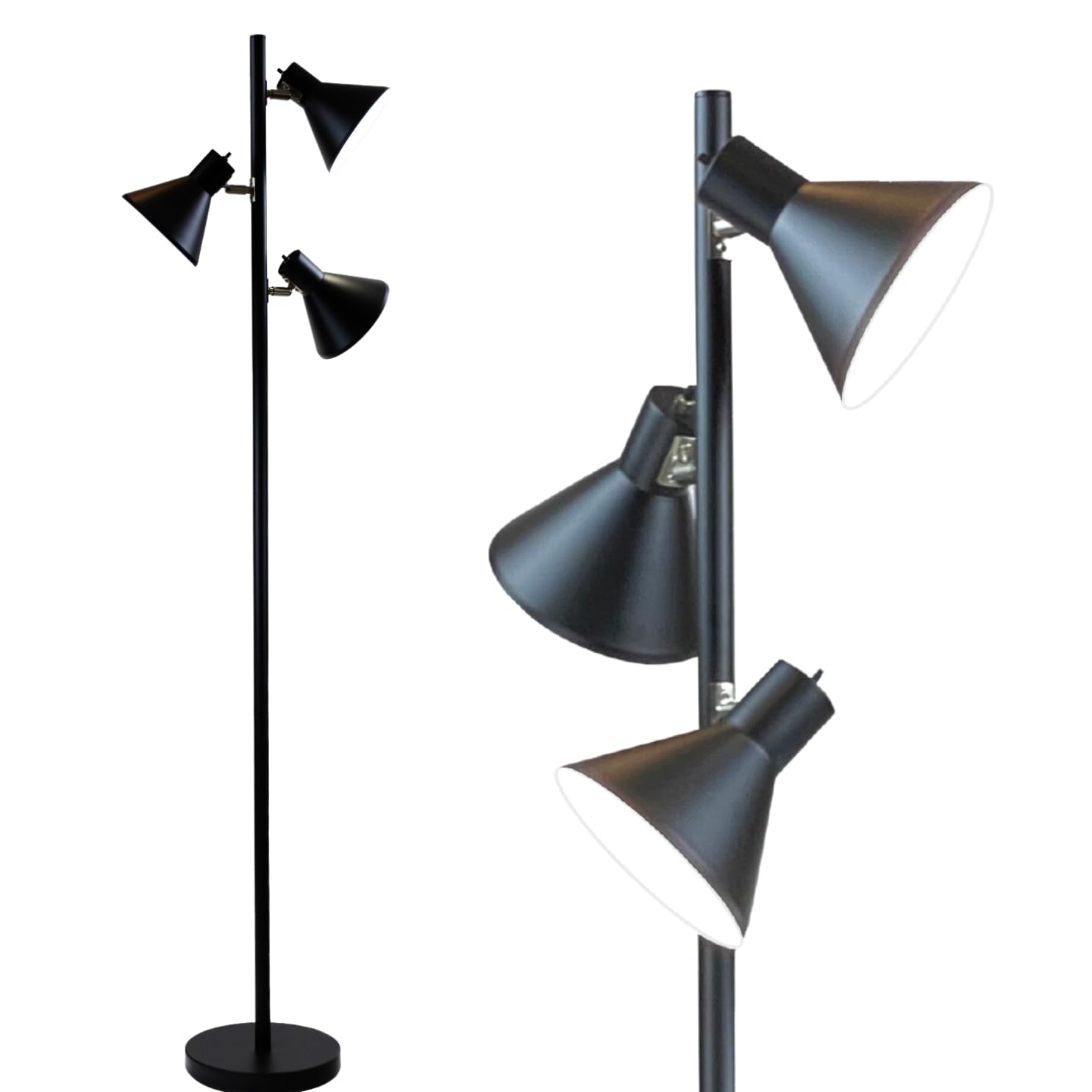 LIGHTACCENTS Black Tree Floor Lamp with 3 Adjustable Lights